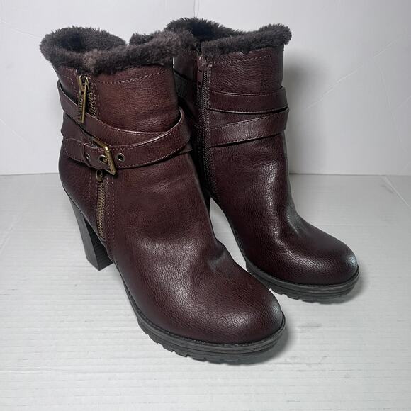 Guess Shoes - GUESS Women’s Brown Ankle Boots Size 7.5 – Faux Fur Lined, Heeled, Side Zip